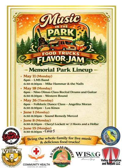 Music in the Park LIne up with Sponsors